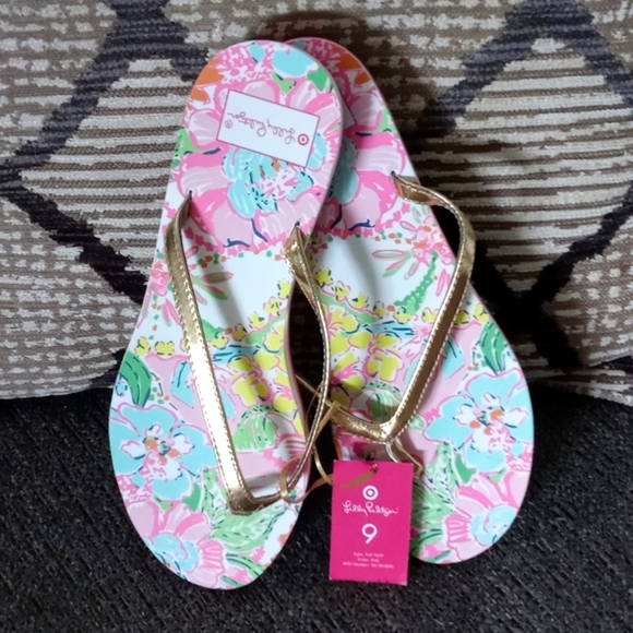 🆕️ 🌺Lilly Pulitzer X Target🌺 - "Nosey Posie" Flip Flop - Picture 1 of 11